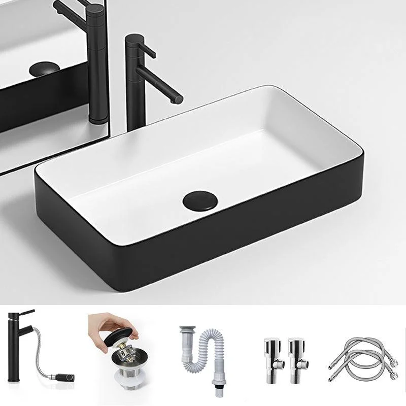 Modern Bathroom Sink Pop-Up Drain Porcelain Round Vessel Lavatory Sink -Bathlova