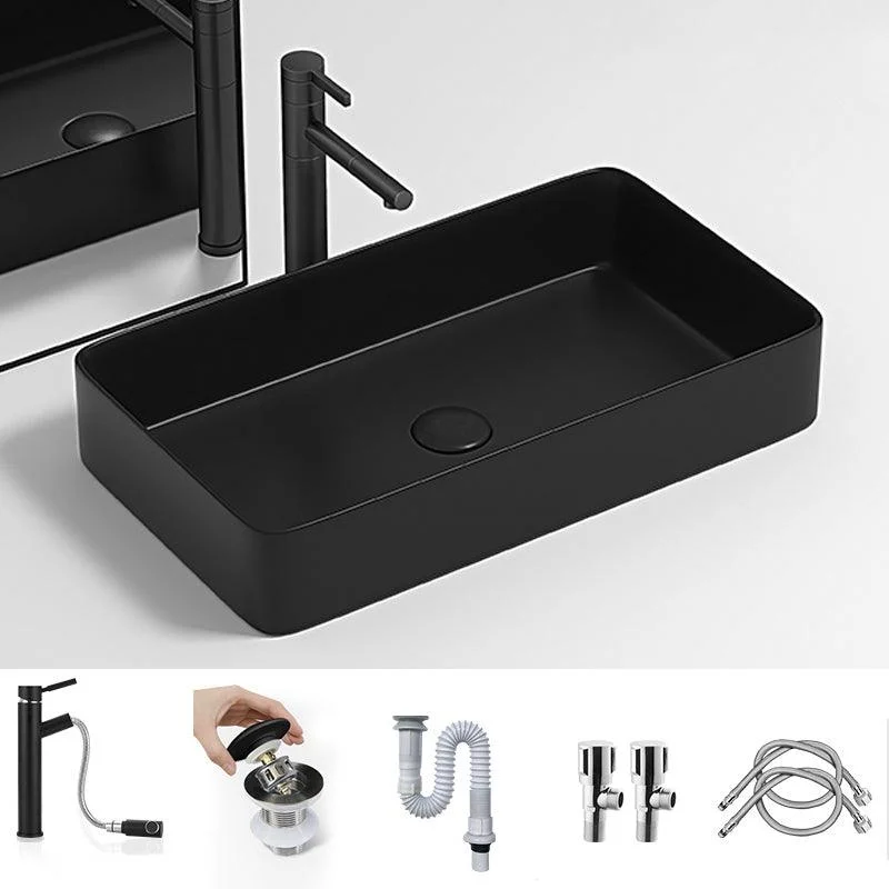 Modern Bathroom Sink Pop-Up Drain Porcelain Round Vessel Lavatory Sink -Bathlova