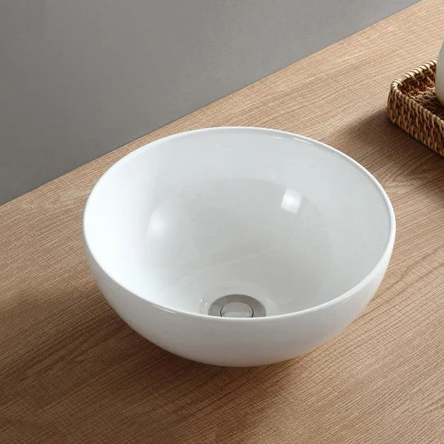 Modern Bathroom Sink Pop-Up Drain Porcelain Round Vessel Sink -Bathlova