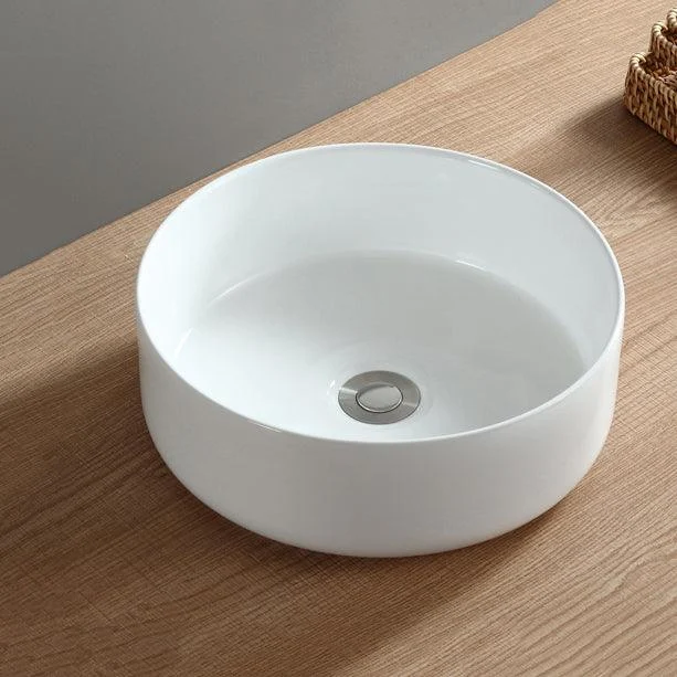 Modern Bathroom Sink Pop-Up Drain Porcelain Round Vessel Sink -Bathlova