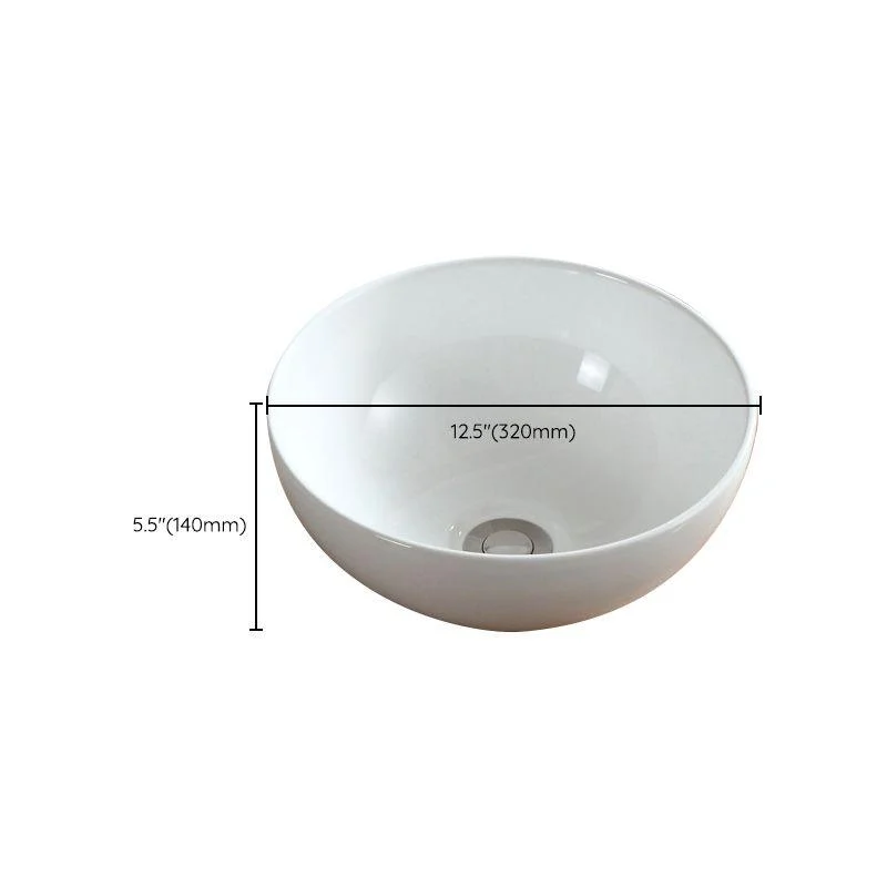 Modern Bathroom Sink Pop-Up Drain Porcelain Round Vessel Sink -Bathlova