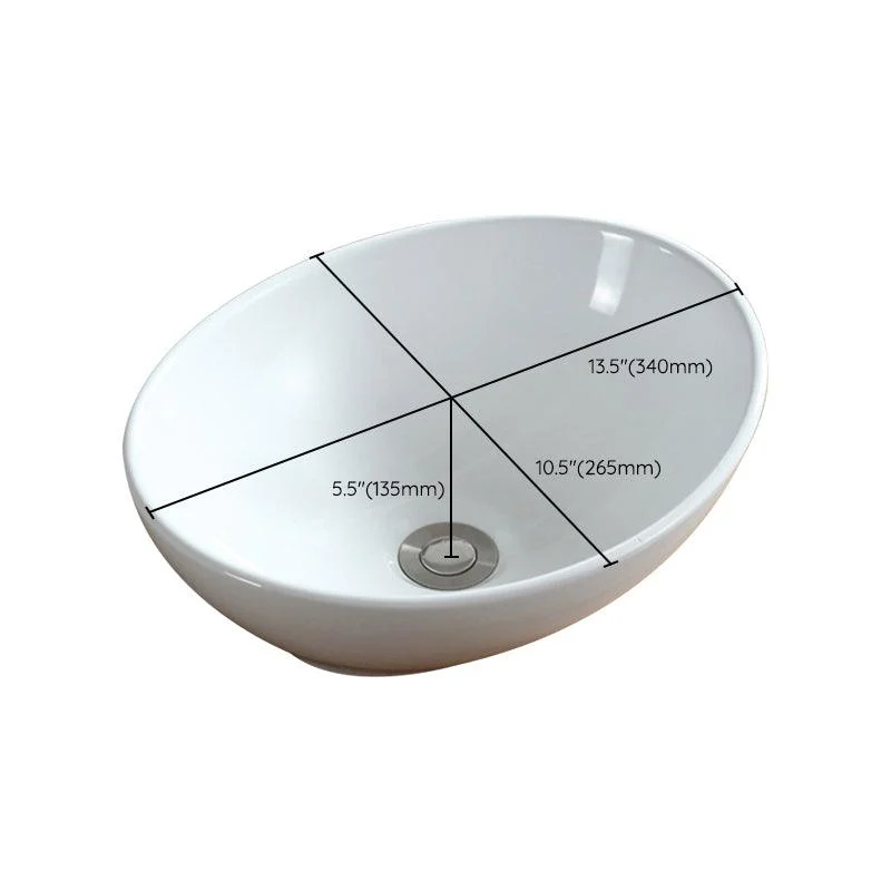 Modern Bathroom Sink Pop-Up Drain Porcelain Round Vessel Sink -Bathlova