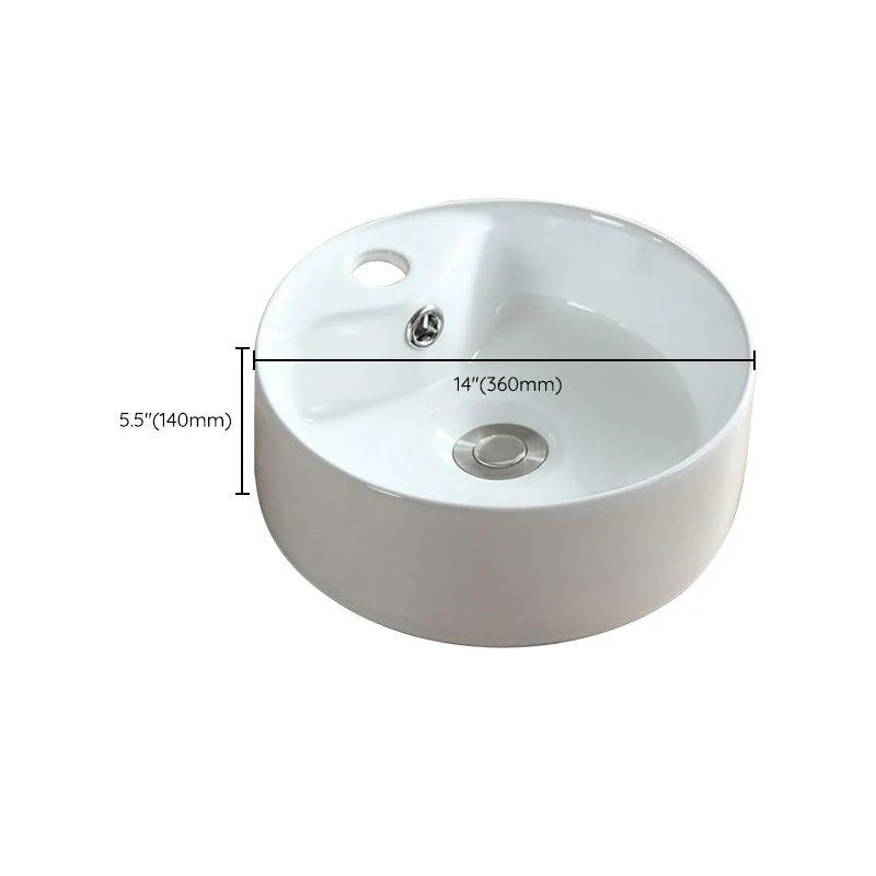 Modern Bathroom Sink Pop-Up Drain Porcelain Round Vessel Sink -Bathlova