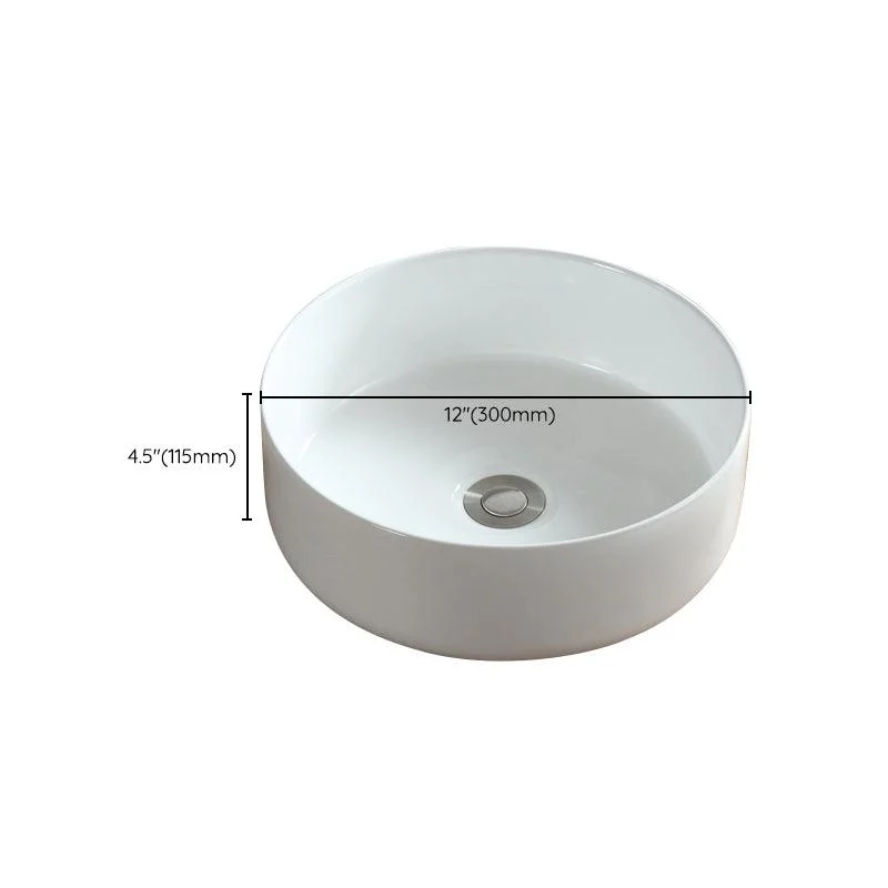 Modern Bathroom Sink Pop-Up Drain Porcelain Round Vessel Sink -Bathlova