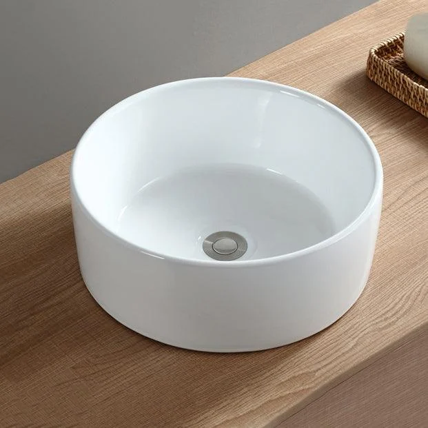 Modern Bathroom Sink Pop-Up Drain Porcelain Round Vessel Sink -Bathlova