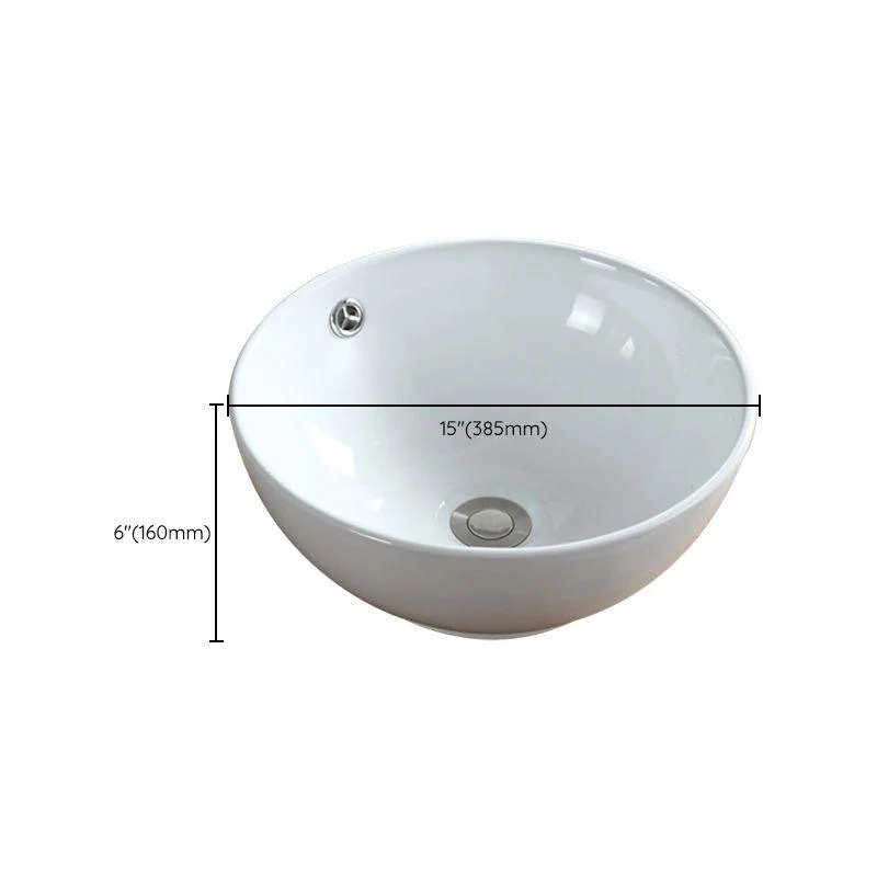 Modern Bathroom Sink Pop-Up Drain Porcelain Round Vessel Sink -Bathlova