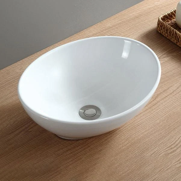 Modern Bathroom Sink Pop-Up Drain Porcelain Round Vessel Sink -Bathlova