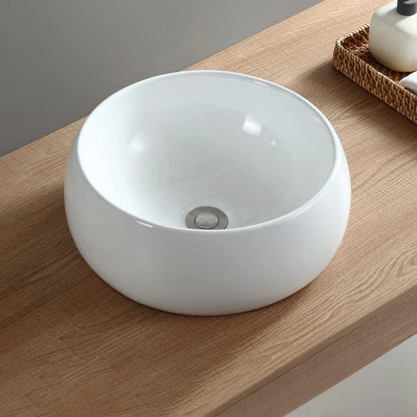 Modern Bathroom Sink Pop-Up Drain Porcelain Round Vessel Sink -Bathlova