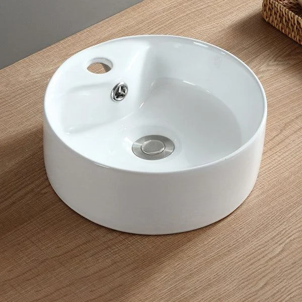 Modern Bathroom Sink Pop-Up Drain Porcelain Round Vessel Sink -Bathlova