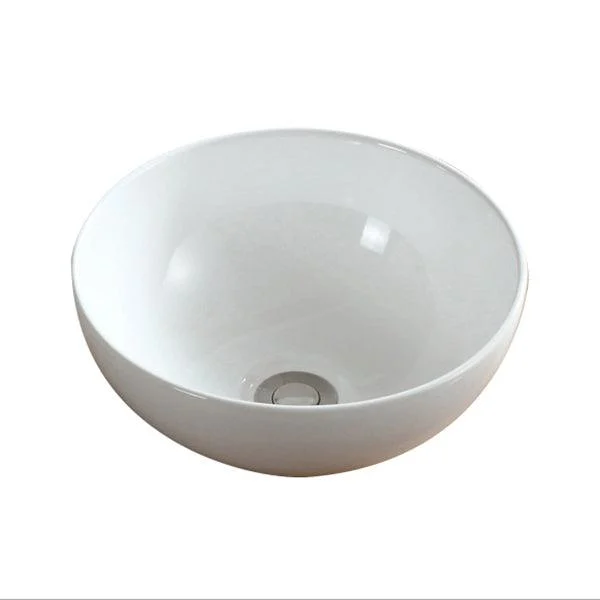 Modern Bathroom Sink Pop-Up Drain Porcelain Round Vessel Sink -Bathlova