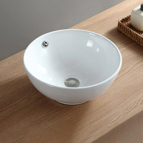 Modern Bathroom Sink Pop-Up Drain Porcelain Round Vessel Sink -Bathlova