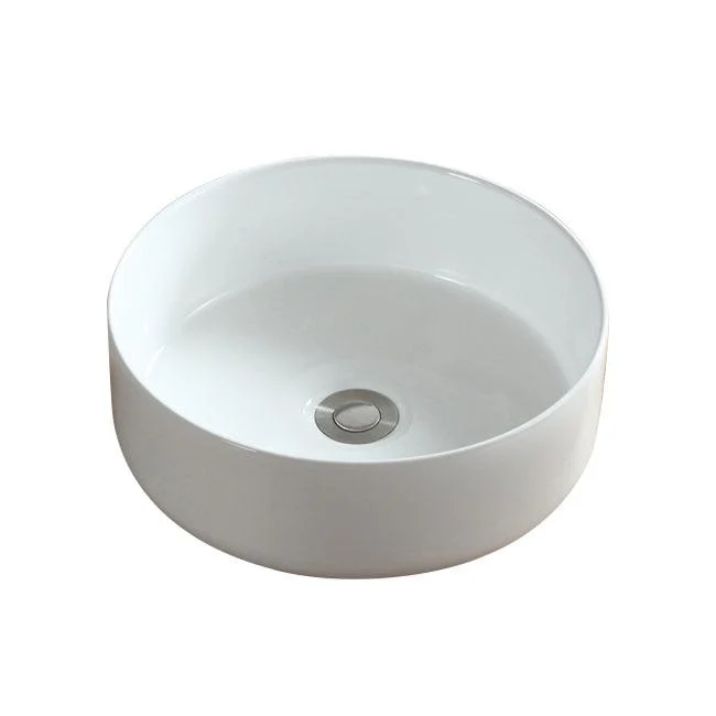 Modern Bathroom Sink Pop-Up Drain Porcelain Round Vessel Sink -Bathlova