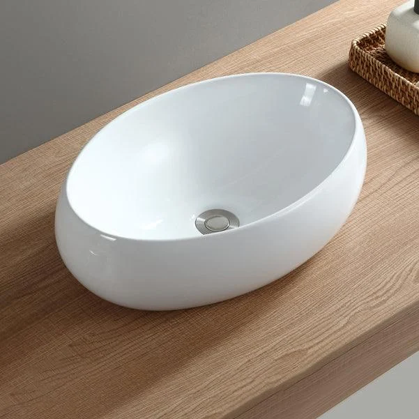 Modern Bathroom Sink Pop-Up Drain Porcelain Round Vessel Sink -Bathlova