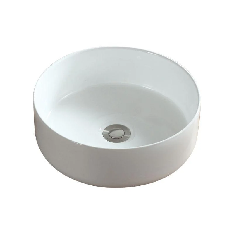 Modern Bathroom Sink Pop-Up Drain Porcelain Round Vessel Sink -Bathlova