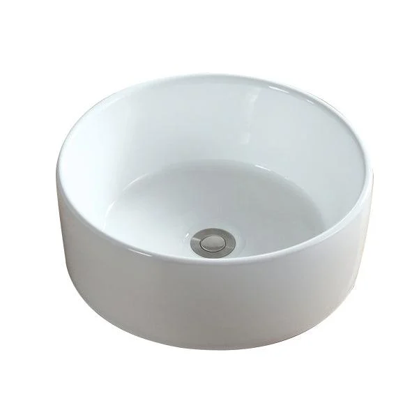 Modern Bathroom Sink Pop-Up Drain Porcelain Round Vessel Sink -Bathlova