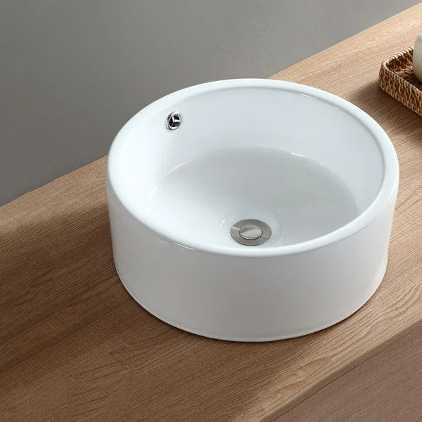 Modern Bathroom Sink Pop-Up Drain Porcelain Round Vessel Sink -Bathlova