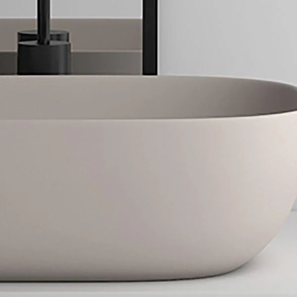 Modern Bathroom Sink Pop-Up Drain Porcelain Solid Color Oval-Shape Vessel -Bathlova