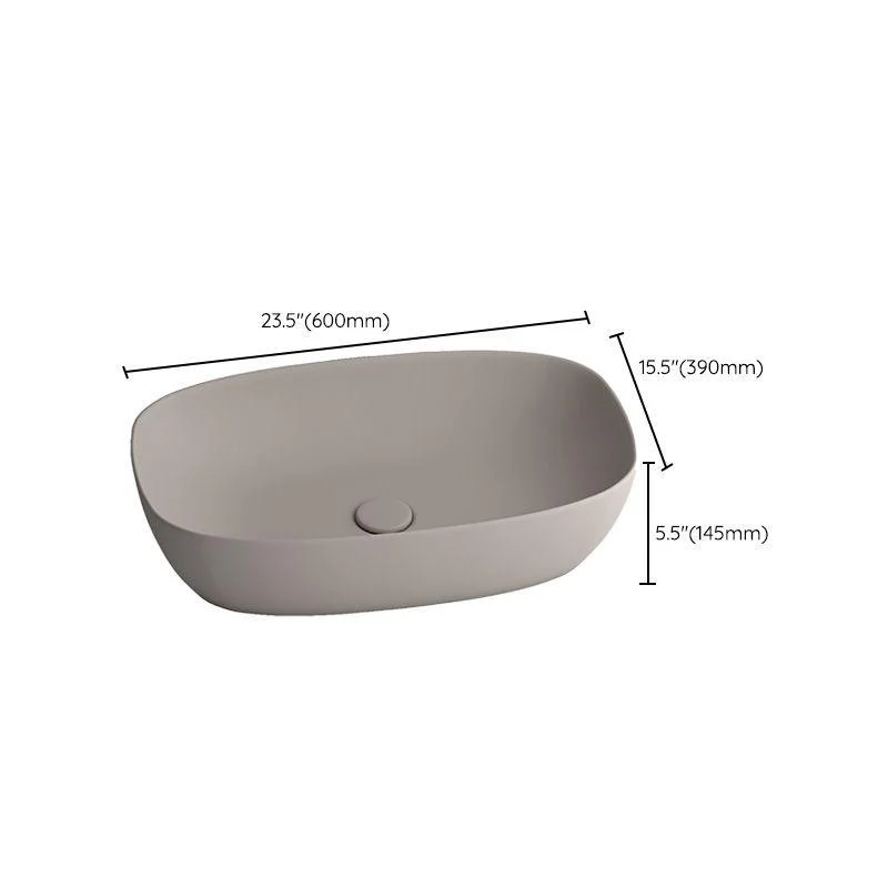 Modern Bathroom Sink Pop-Up Drain Porcelain Solid Color Oval-Shape Vessel -Bathlova