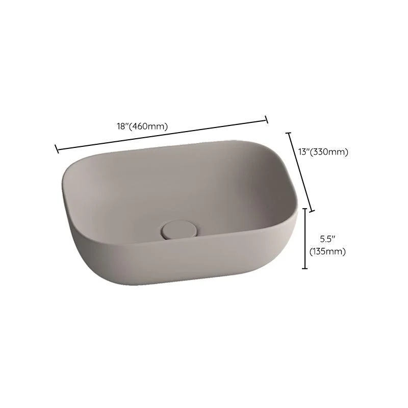 Modern Bathroom Sink Pop-Up Drain Porcelain Solid Color Oval-Shape Vessel -Bathlova