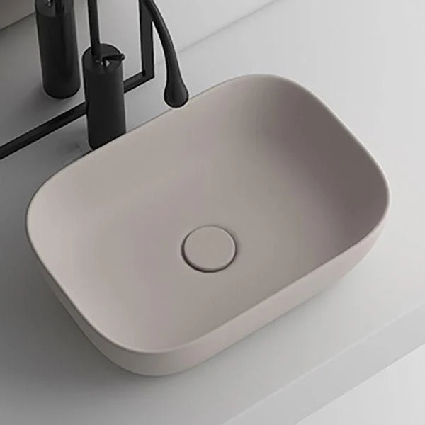 Modern Bathroom Sink Pop-Up Drain Porcelain Solid Color Oval-Shape Vessel -Bathlova