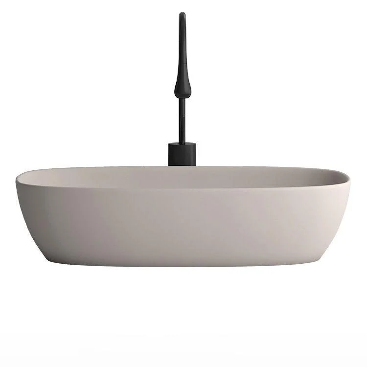 Modern Bathroom Sink Pop-Up Drain Porcelain Solid Color Oval-Shape Vessel -Bathlova