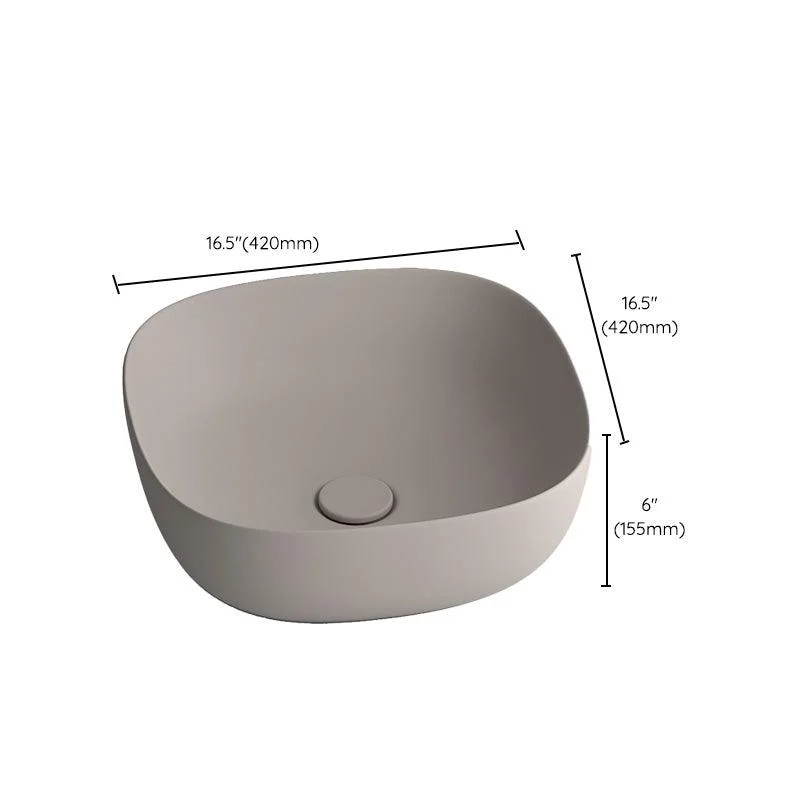 Modern Bathroom Sink Pop-Up Drain Porcelain Solid Color Oval-Shape Vessel -Bathlova