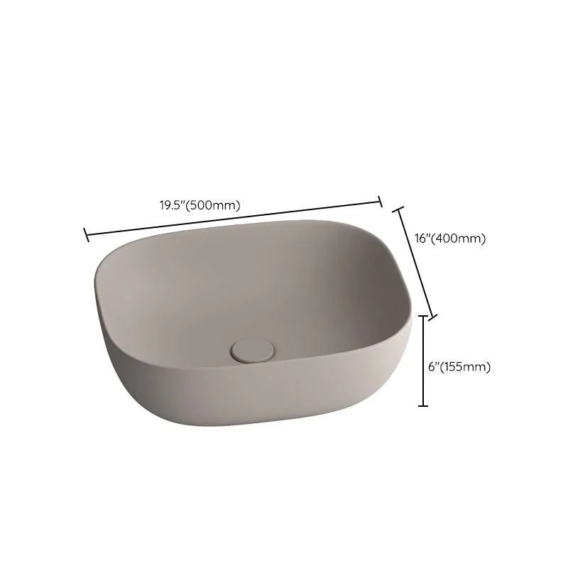 Modern Bathroom Sink Pop-Up Drain Porcelain Solid Color Oval-Shape Vessel -Bathlova