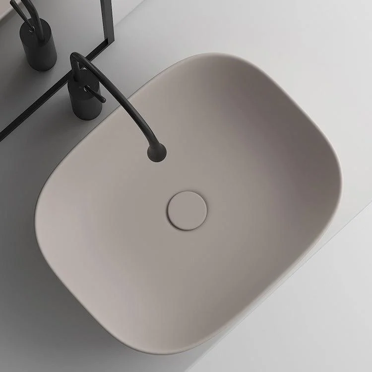 Modern Bathroom Sink Pop-Up Drain Porcelain Solid Color Oval-Shape Vessel -Bathlova