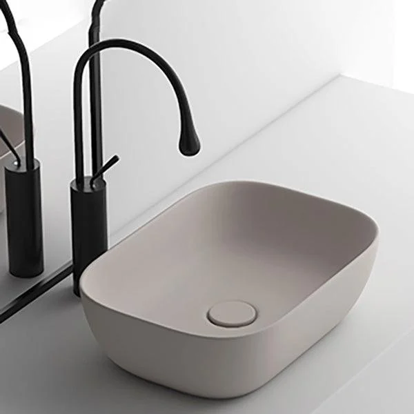 Modern Bathroom Sink Pop-Up Drain Porcelain Solid Color Oval-Shape Vessel -Bathlova