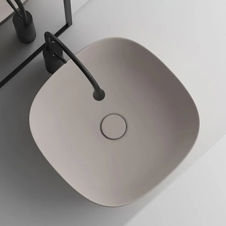 Modern Bathroom Sink Pop-Up Drain Porcelain Solid Color Oval-Shape Vessel -Bathlova