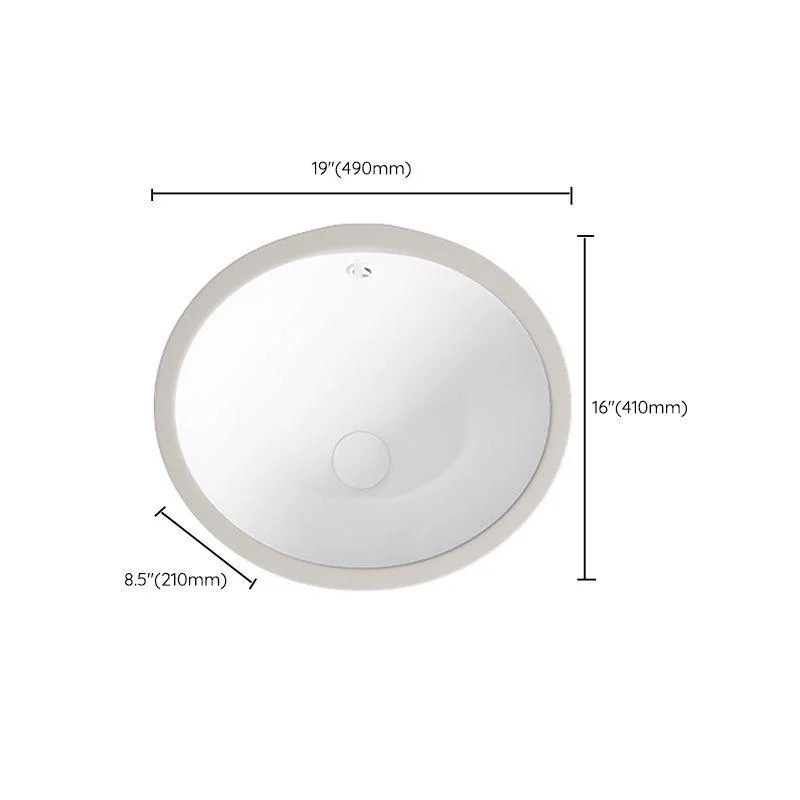 Modern Bathroom Sink Pop-Up Drain Porcelain Solid Color Oval-Shape Vessel Lavatory Sink -Bathlova