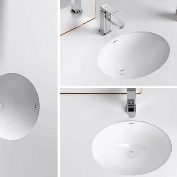 Modern Bathroom Sink Pop-Up Drain Porcelain Solid Color Oval-Shape Vessel Lavatory Sink -Bathlova