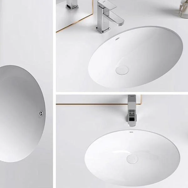 Modern Bathroom Sink Pop-Up Drain Porcelain Solid Color Oval-Shape Vessel Lavatory Sink -Bathlova