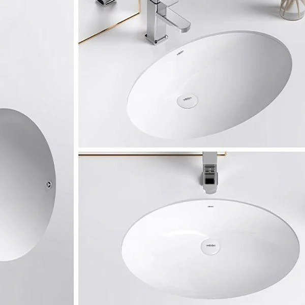 Modern Bathroom Sink Pop-Up Drain Porcelain Solid Color Oval-Shape Vessel Lavatory Sink -Bathlova