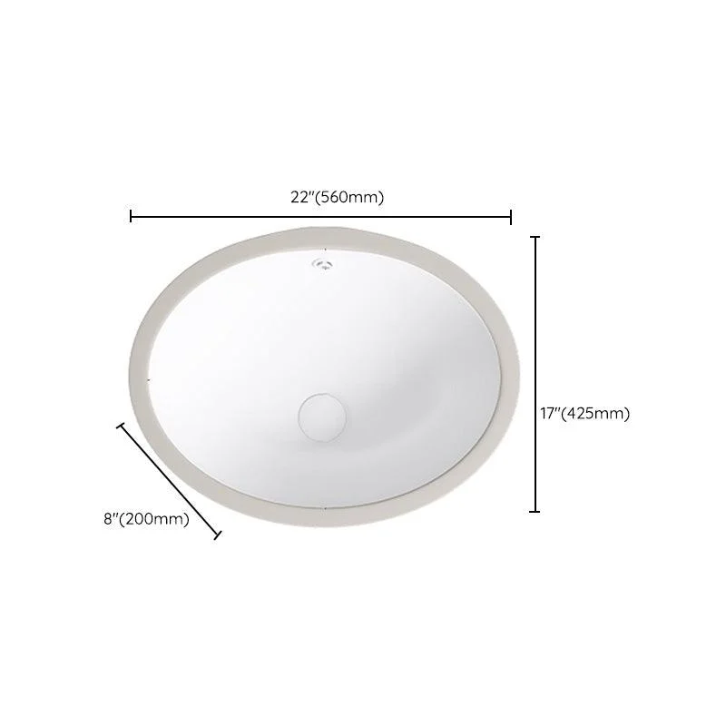 Modern Bathroom Sink Pop-Up Drain Porcelain Solid Color Oval-Shape Vessel Lavatory Sink -Bathlova