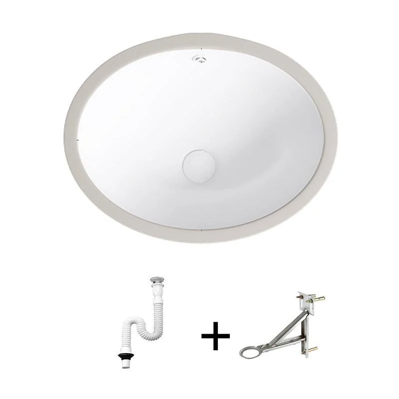 Modern Bathroom Sink Pop-Up Drain Porcelain Solid Color Oval-Shape Vessel Lavatory Sink -Bathlova