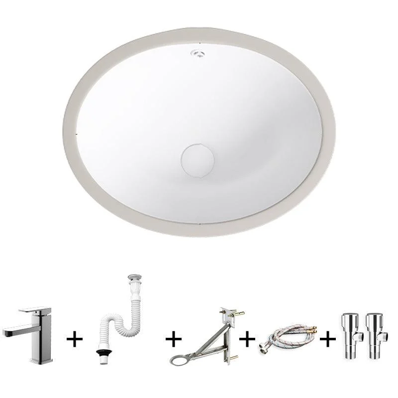 Modern Bathroom Sink Pop-Up Drain Porcelain Solid Color Oval-Shape Vessel Lavatory Sink -Bathlova