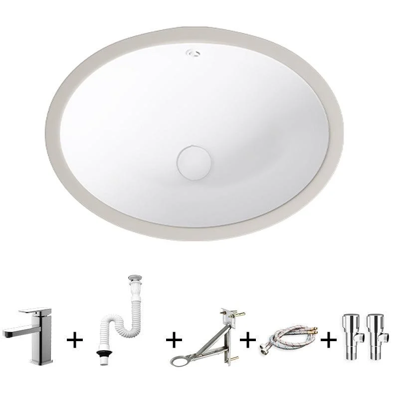 Modern Bathroom Sink Pop-Up Drain Porcelain Solid Color Oval-Shape Vessel Lavatory Sink -Bathlova