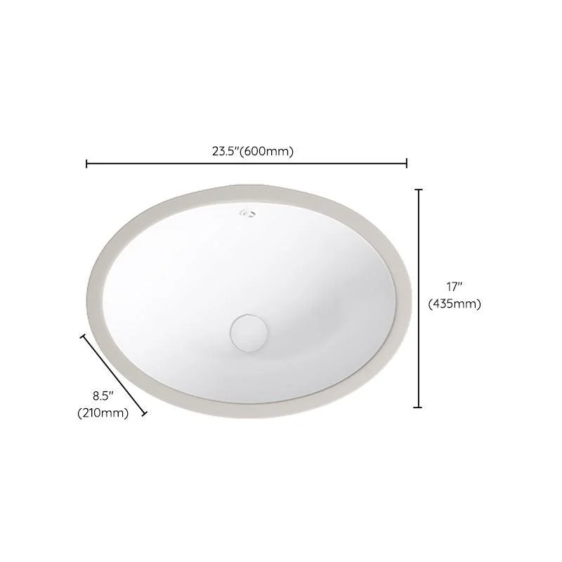 Modern Bathroom Sink Pop-Up Drain Porcelain Solid Color Oval-Shape Vessel Lavatory Sink -Bathlova