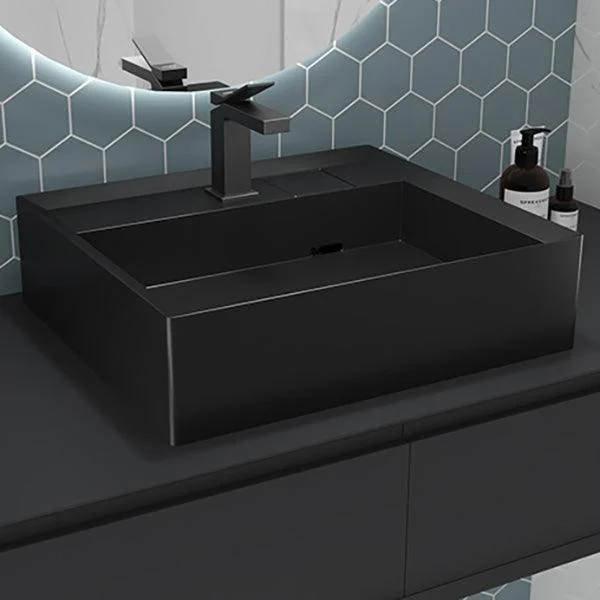 Modern Bathroom Sink Pop-Up Drain Porcelain Solid Color Rectangular Vessel -Bathlova