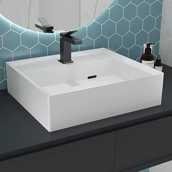 Modern Bathroom Sink Pop-Up Drain Porcelain Solid Color Rectangular Vessel -Bathlova