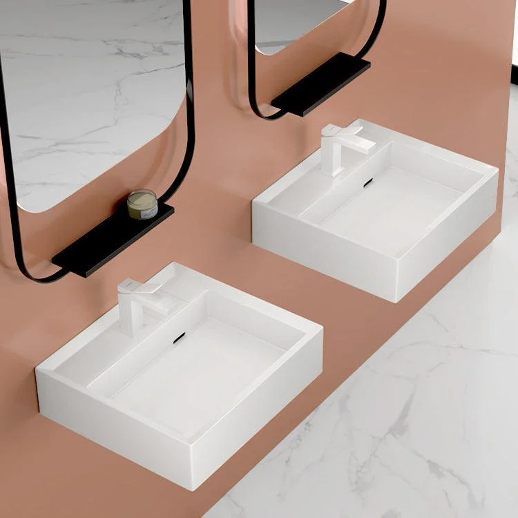 Modern Bathroom Sink Pop-Up Drain Porcelain Solid Color Rectangular Vessel -Bathlova