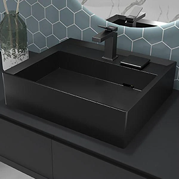 Modern Bathroom Sink Pop-Up Drain Porcelain Solid Color Rectangular Vessel -Bathlova