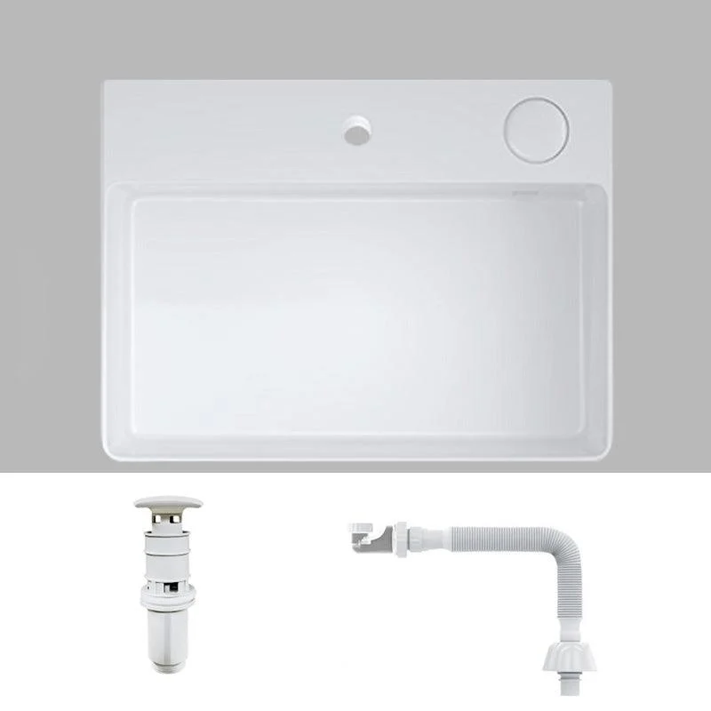 Modern Bathroom Sink Pop-Up Drain Porcelain Solid Color Rectangular Vessel -Bathlova