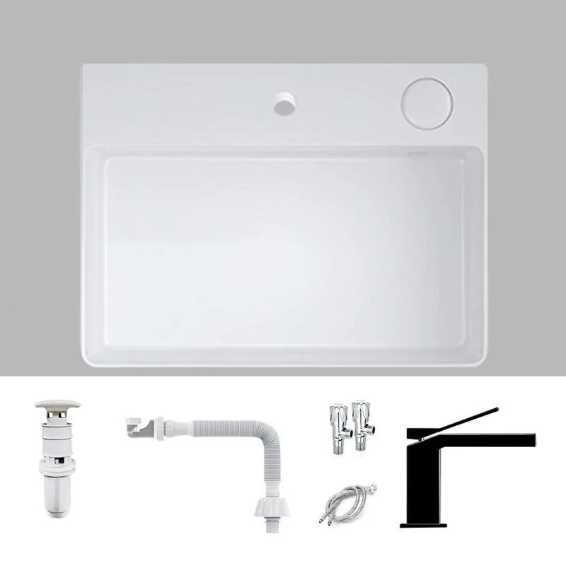 Modern Bathroom Sink Pop-Up Drain Porcelain Solid Color Rectangular Vessel -Bathlova