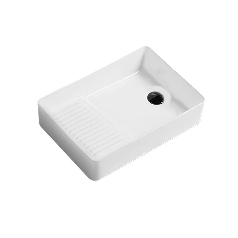 Modern Bathroom Sink Pop-Up Drain Porcelain Solid Color Rectangular Vessel Bathroom Sink -Bathlova