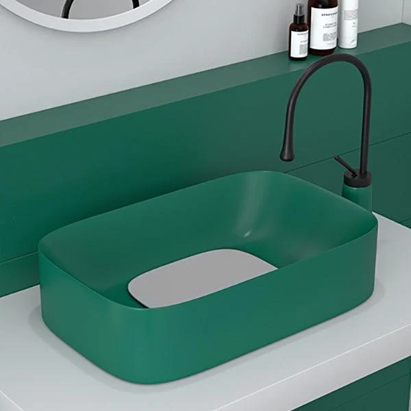 Modern Bathroom Sink Pop-Up Drain Porcelain Solid Color Sink (Tap Not Included) -Bathlova