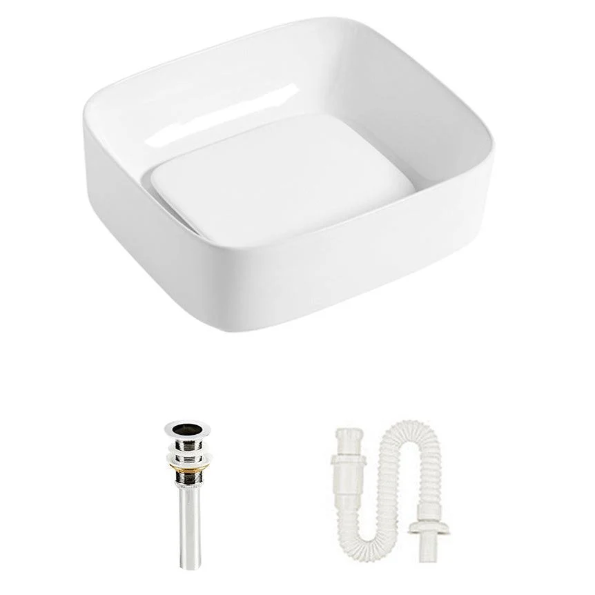 Modern Bathroom Sink Pop-Up Drain Porcelain Solid Color Sink (Tap Not Included) -Bathlova