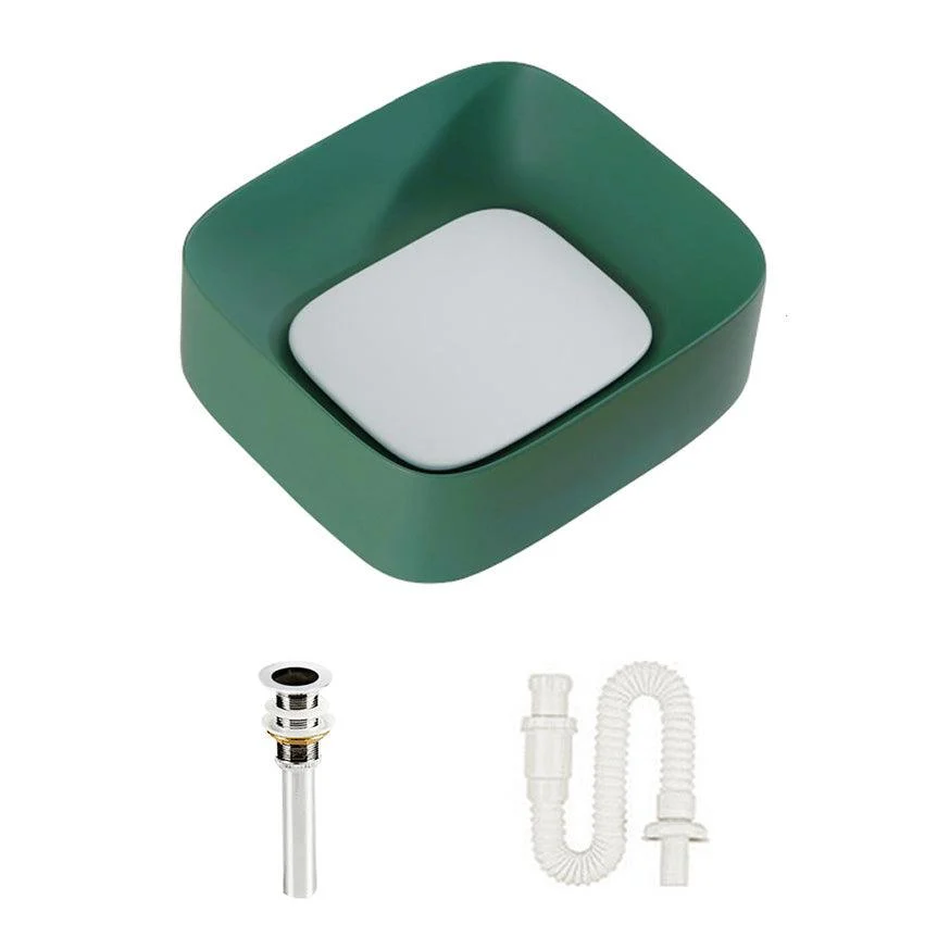 Modern Bathroom Sink Pop-Up Drain Porcelain Solid Color Sink (Tap Not Included) -Bathlova