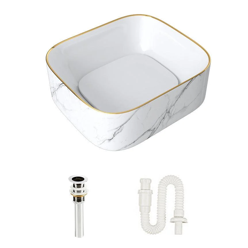 Modern Bathroom Sink Pop-Up Drain Porcelain Solid Color Sink (Tap Not Included) -Bathlova